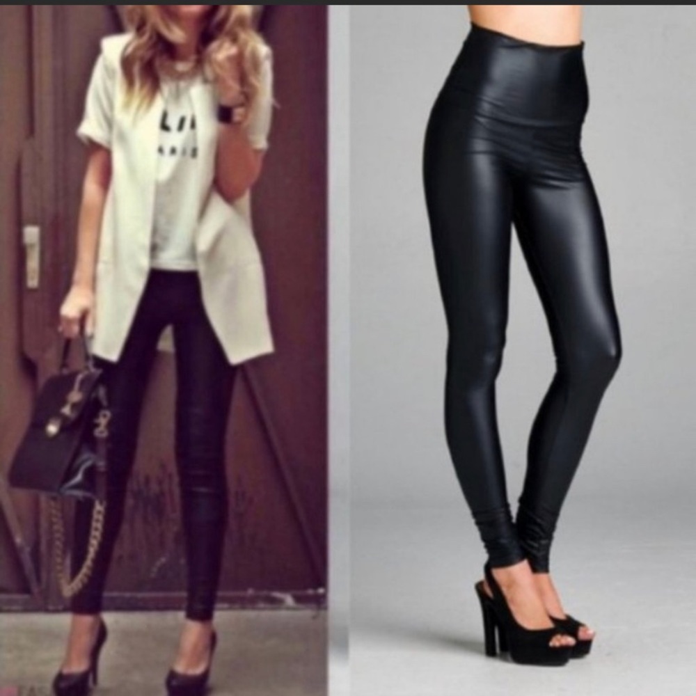 Midnight Faux Leather Legging-LAST PAIR - Picture 2 of 5